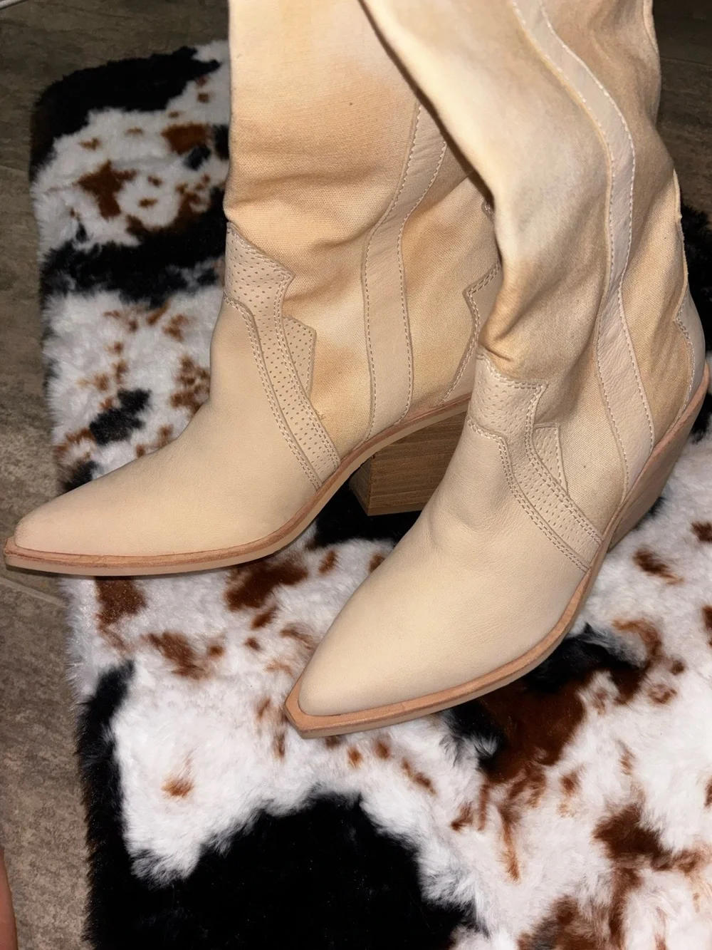 Dolce Vita Navene Vanilla Nubuck Leather Slip-On Knee High Boots